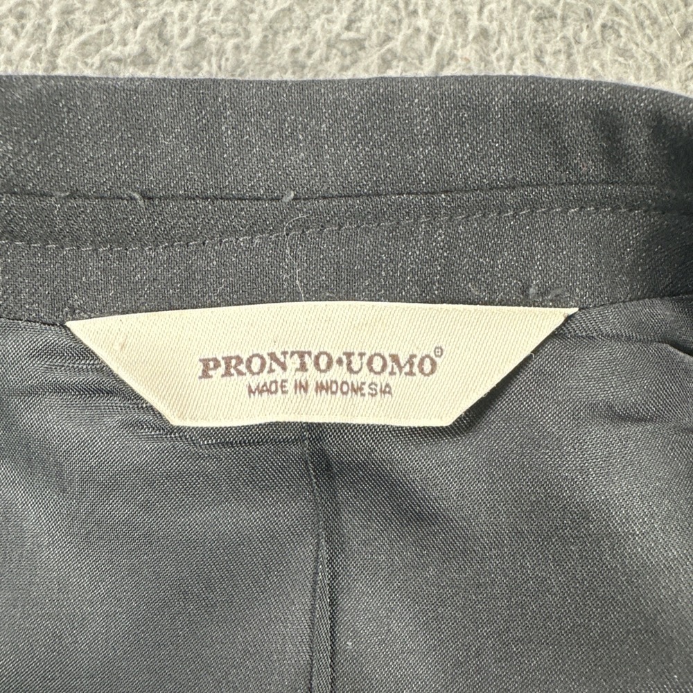 Pronto Uomo Wool Blazer Men 44R Black 2 Button Ventless Lined Jacket - Picture 2 of 16